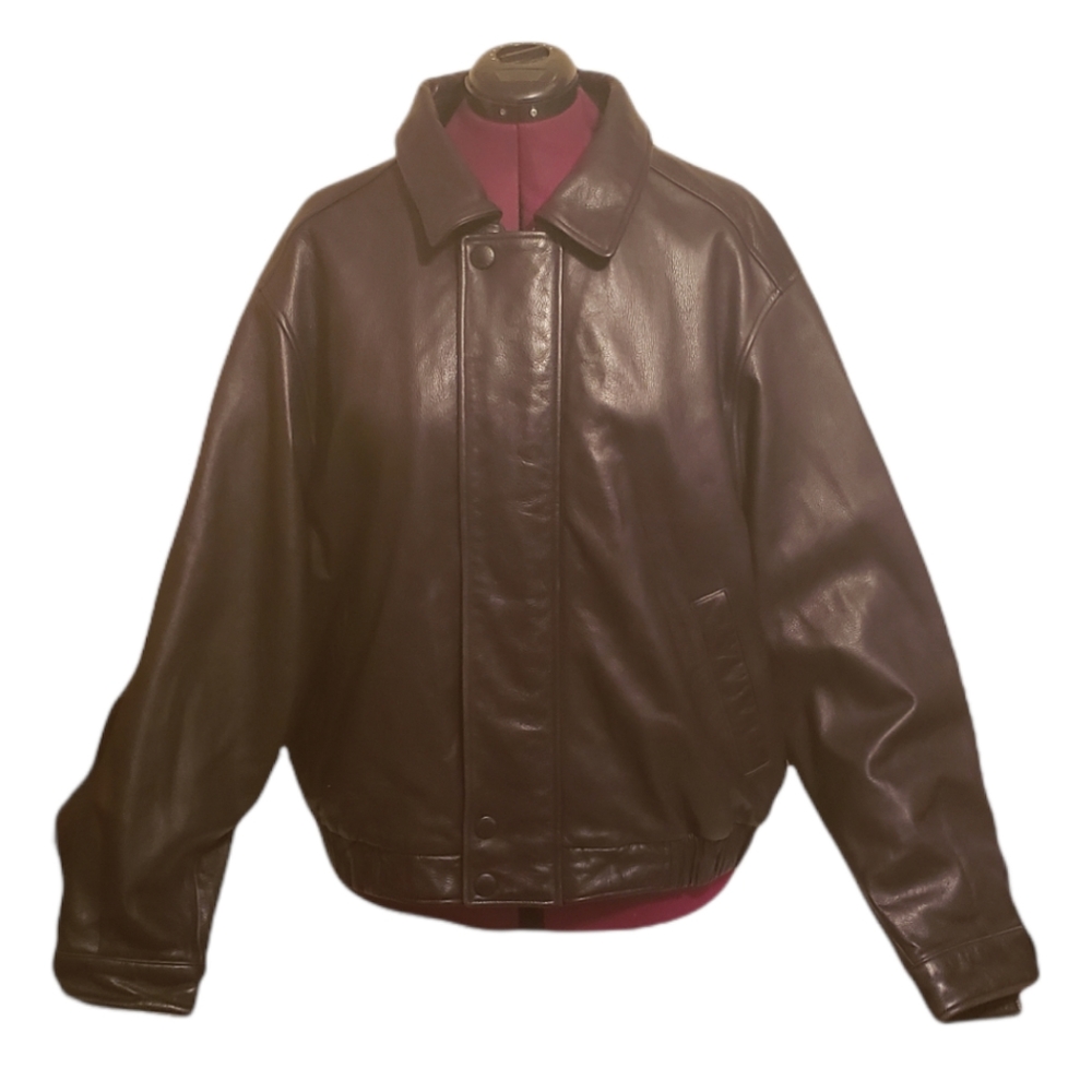 Eddie bauer leather bomber jacket, dark brown/black, XL